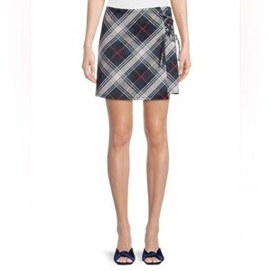 Madden NYC Side Lace Plaid Skirt